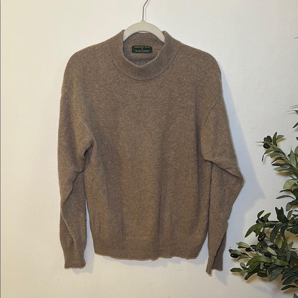 Brown Cowl Neck Sweater with Ribbed Collar